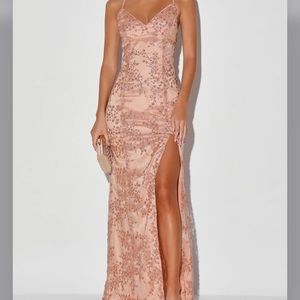 Blush Pink Sequins Maxi Dress